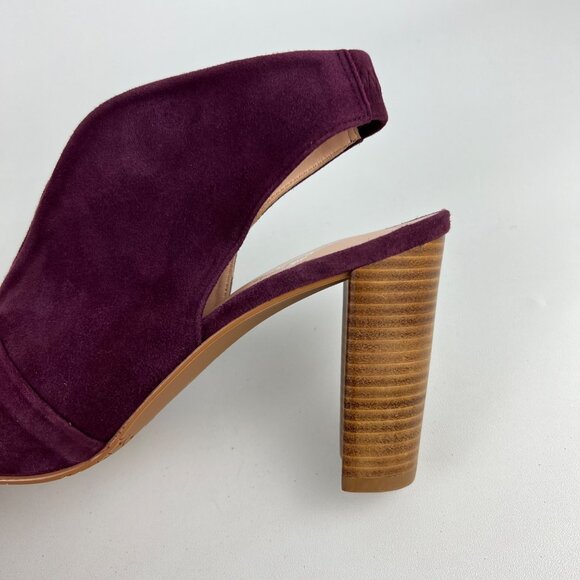 Brenda Zaro Womens Burgundy Suede Leather Peep Toe Block Heel Pumps size 10 10.5 - Picture 10 of 15